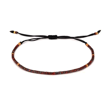 Armbånd Thin Stone Dark Red 1,5mm