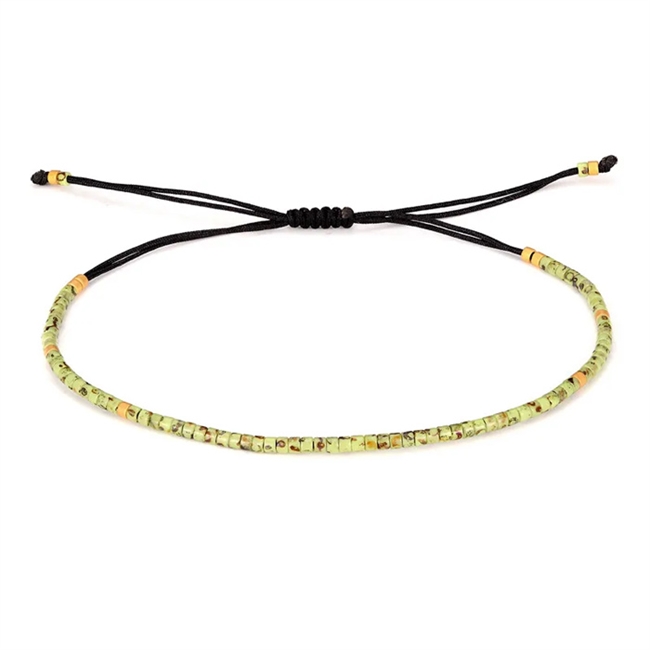 Armbånd Thin Stone Lightgreen Mix 1,5mm