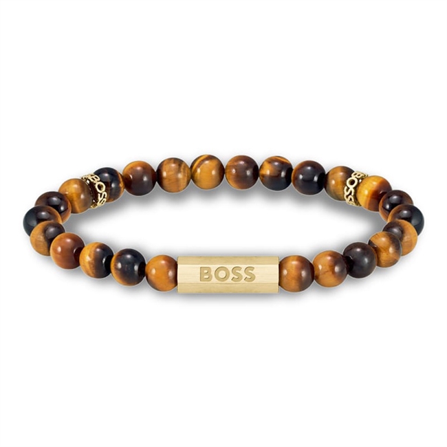 BOSS Sphere Tiger Perle Armbånd Brun