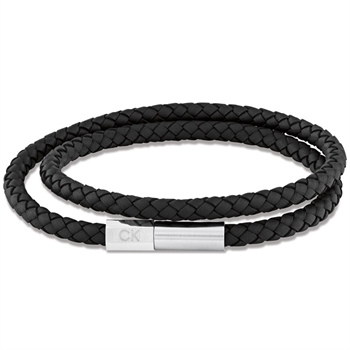 Flot dobbelt sort læder armbånd fra Calvin Klein.