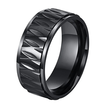 Herre Ring Black Cut Design