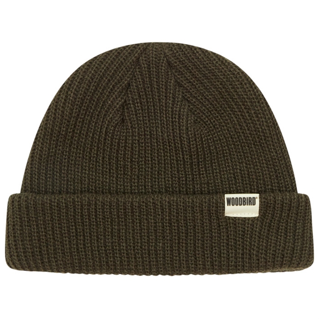 Lækker army grøn beanie hue fra Woodbird.