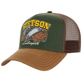 Flot grøn og brun lumberjack trucker cap fra Stetson.