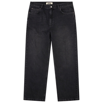 Let vaskede brede sorte jeans fra Woodbird.