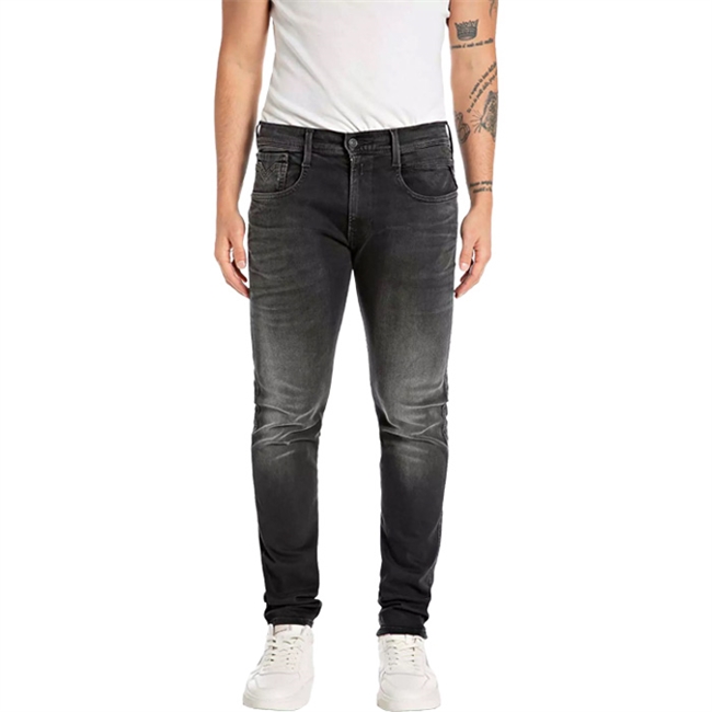 Smarte Jeans fra Replay i forvasket sort m. HyperFlex