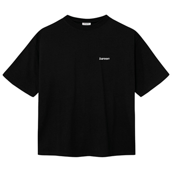 Bareen sort box fit / oversize t-shirt med logo på ryggen.