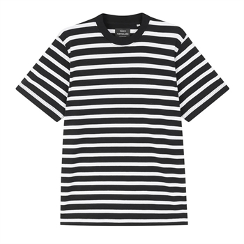 Stribet t-shirt i sort og hvid med  lille logo fra Mads Nørgaard.