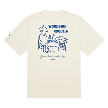 Hvid t-shirt med print på ryggen fra Woodbird.