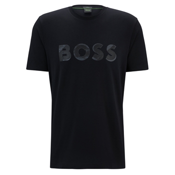 Sort t-shirt med logo print fra BOSS.