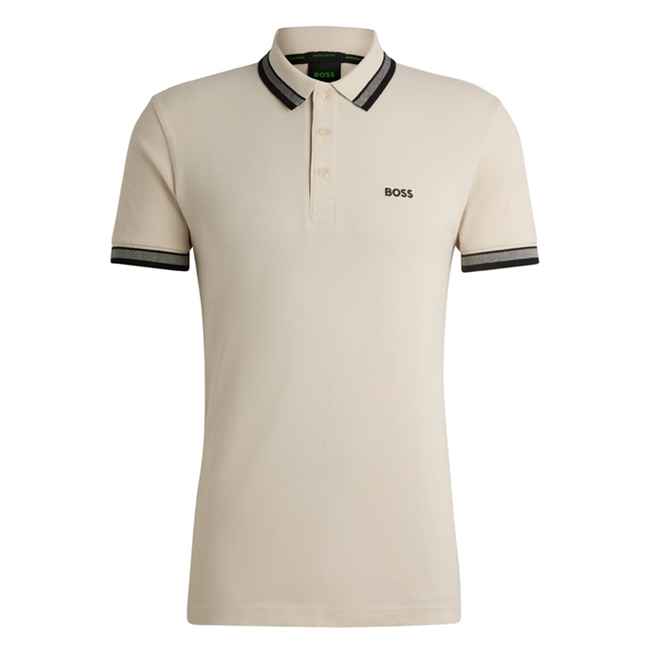 Lækker beige regular fit polo fra BOSS.