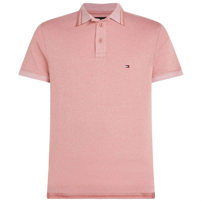 Smart lyserød mouline polo fra Tommy Hilfiger.