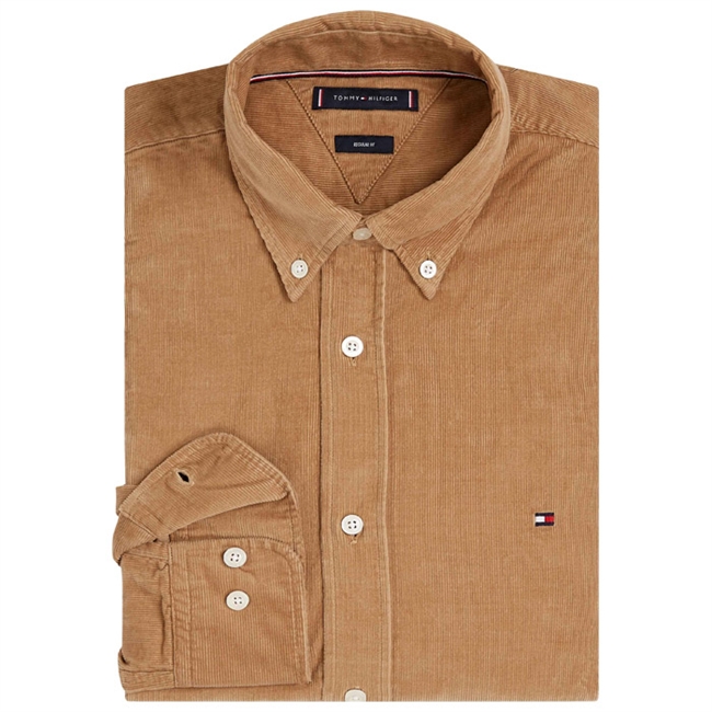 Stilren beige fløjls skjorte fra Tommy Hilfiger