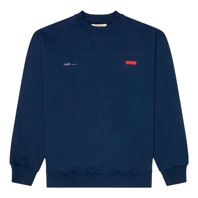 Lækker navy sweatshirt med print på ryggen fra Woodbird