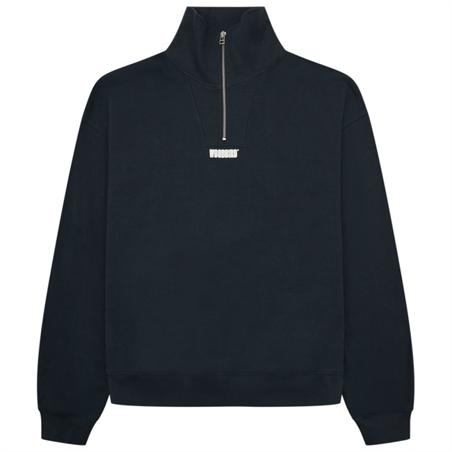 Smart mørkeblå half-zip sweatshirt fra Woodbird.