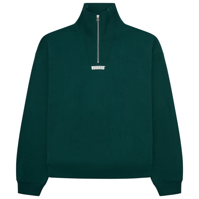 Smart grøn half-zip sweatshirt fra Woodbird.