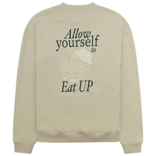 Beige sweatshirt med print på ryggen fra Woodbird.