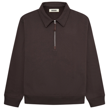 Brun sweatshirt med half-zip fra Woodbird.