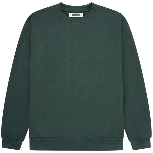 Flot grøn sweatshirt med print på ryggen fra Woodbird.