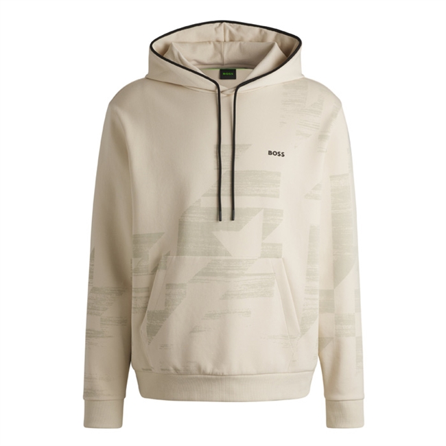 Trendy beige hoodie med logo fra BOSS