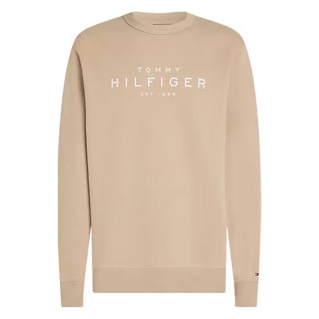 Moderne og komfortabel beige sweatshirt fra Tommy Hilfiger med logo