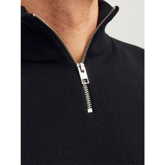 Moderne half-zip strik i sort fra Jack & Jones