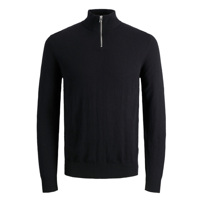 Moderne half-zip strik i sort fra Jack & Jones