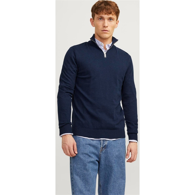 Moderne half-zip strik i navy fra Jack & Jones