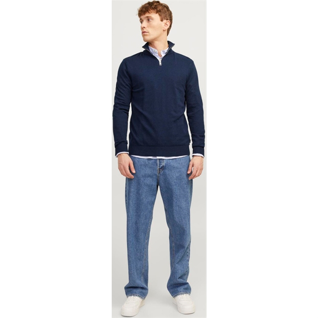 Moderne half-zip strik i navy fra Jack & Jones