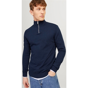 Moderne half-zip strik i navy fra Jack & Jones