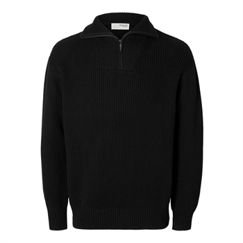 Flot strikket half-zip i Sort fra Selected