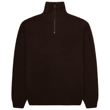 Varm brun half-zip strik fra Woodbird.