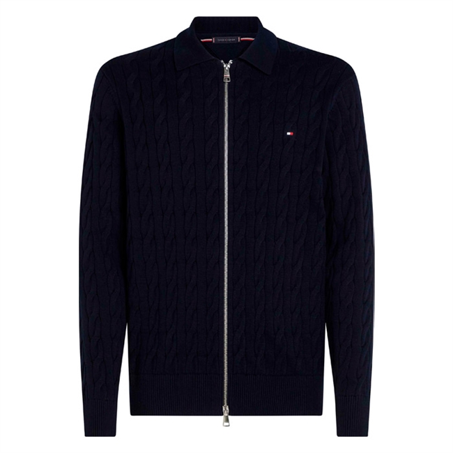 Lækker navy zip strik fra Tommy Hilfiger