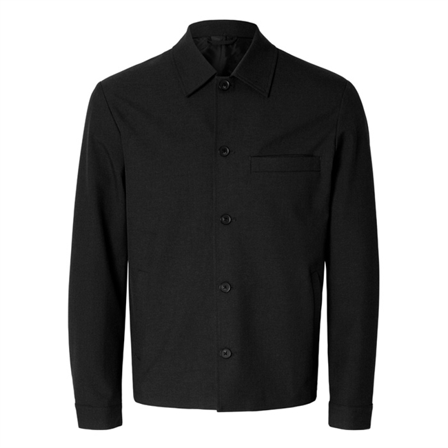 Moderne klassisk overshirt fra Selected i sort