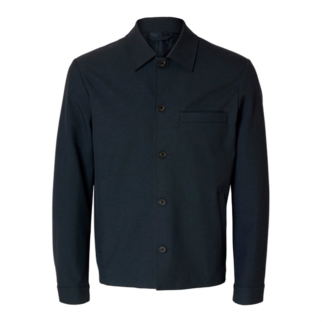 Moderne klassisk overshirt fra Selected i blå