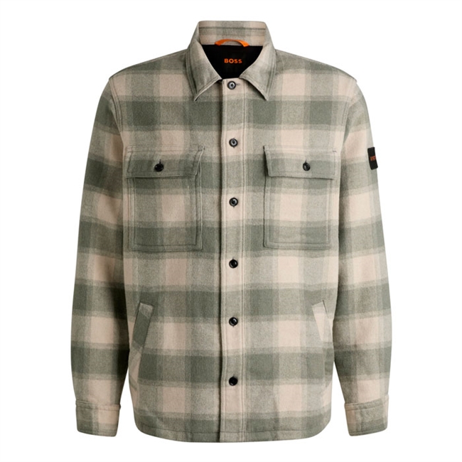 Moderne ternet overshirt fra BOSS i farven beige/grøn