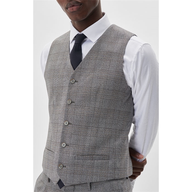 Elegant Grå og Brun Ternet Waistcoat fra Matinique