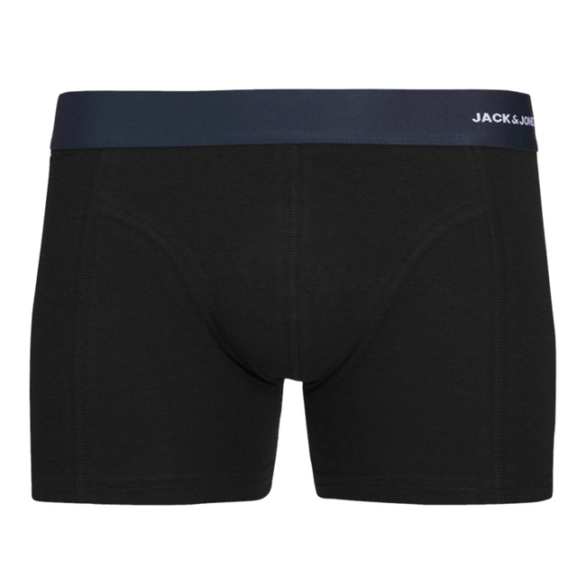 3-pak trunks i sort med farvet elastik fra Jack & Jones.