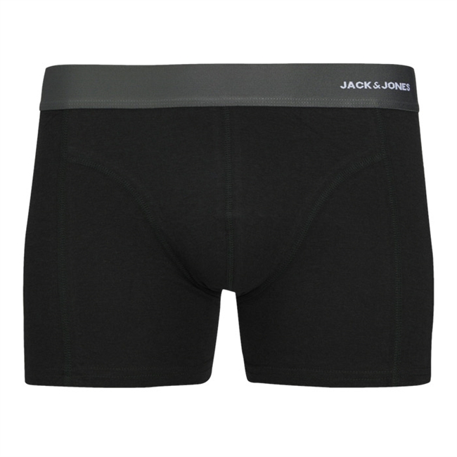 3-pak trunks i sort med farvet elastik fra Jack & Jones.