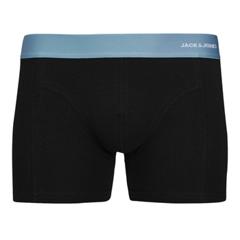 3-pak trunks i sort med farvet elastik fra Jack & Jones.